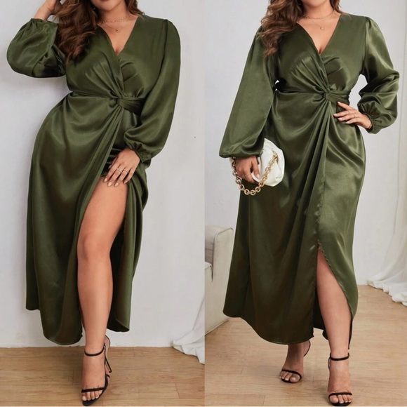 Luxe Satin Twist Party Evening Black Tie Wedding Dress - Picture 5 of 7